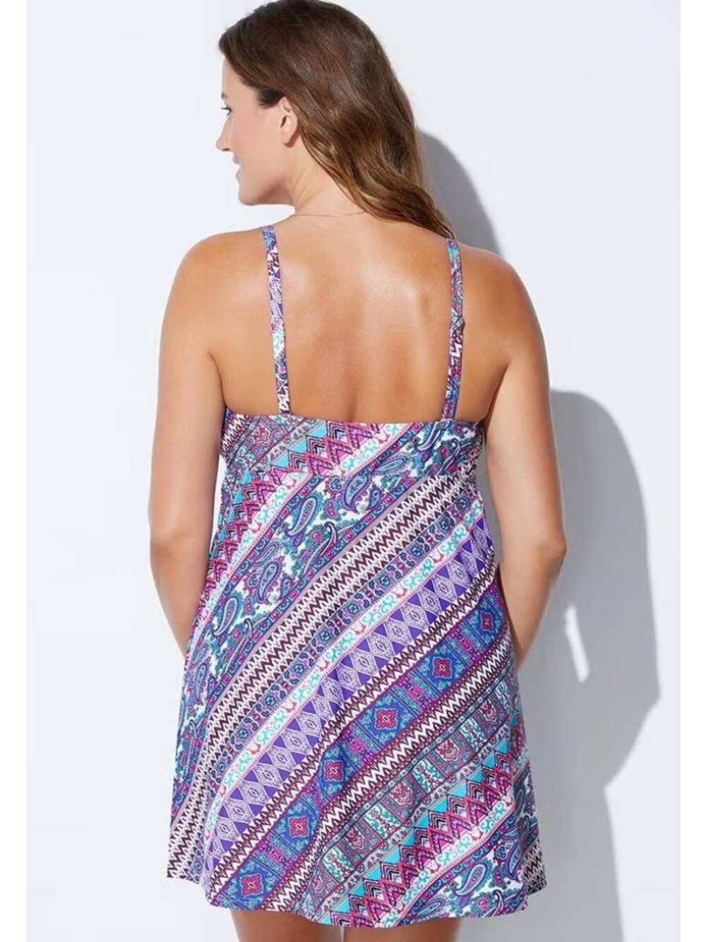 Swimsuits for All Swim Dress Swimsuit Size 20 Colorful Geometric Print NWT - Picture 2 of 12